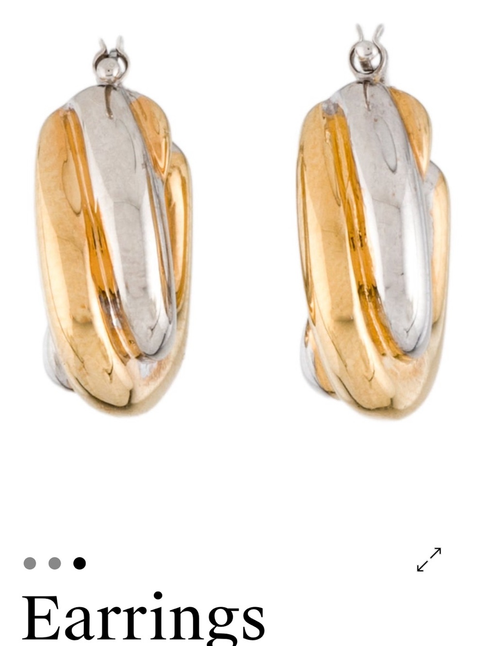 Genuine 14K Gold Two-Tone Twisted Huggie Hoop Earrings. NWOT - Picture 2 of 6